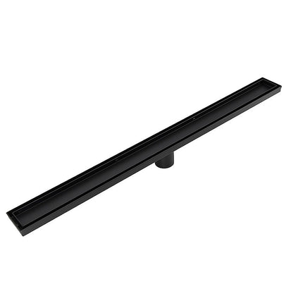 800mm Tile Insert Shower Bathroom Black Grate Drain w/Centre outlet Floor Waste 6
