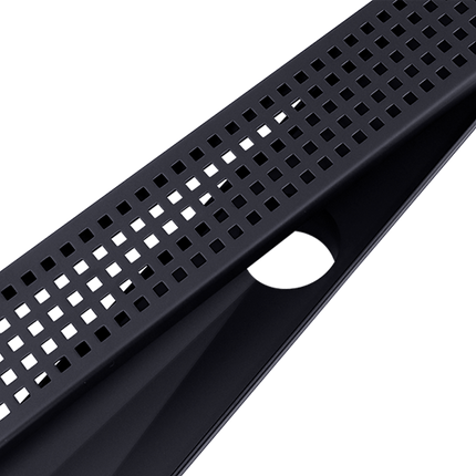 800mm Bathroom Shower Black Grate Drain w/Centre outlet Floor Waste 6