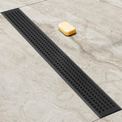 800mm Bathroom Shower Black Grate Drain w/Centre outlet Floor Waste 9