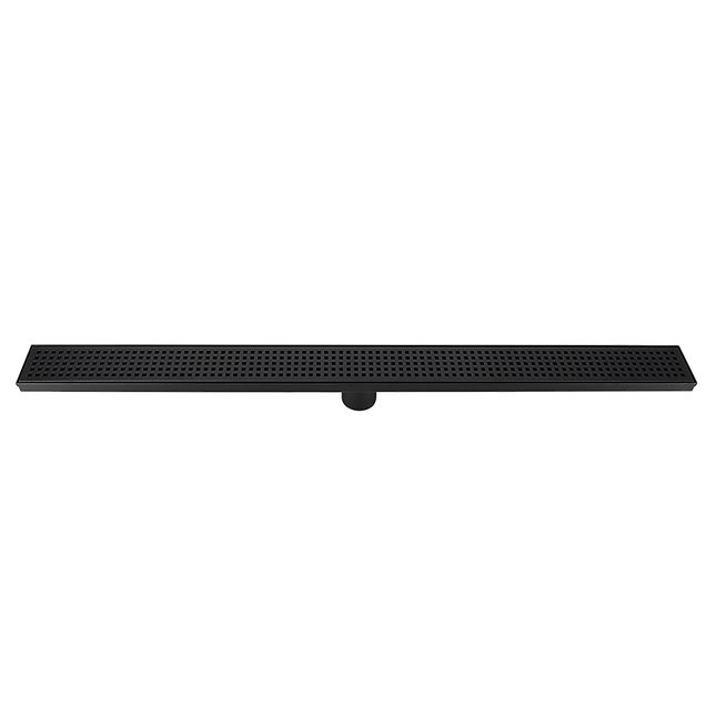 900mm Bathroom Shower Black Grate Drain w/Centre outlet Floor Waste Square Pattern