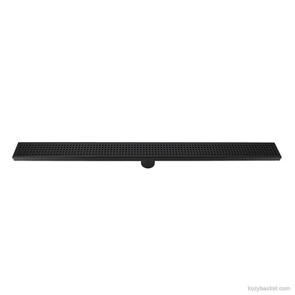 900mm Bathroom Shower Black Grate Drain w/Centre outlet Floor Waste Square Pattern