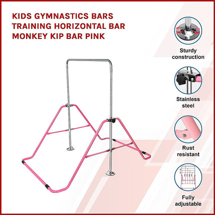 Kids Gymnastics Bars Training Horizontal Bar Monkey Kip Bar Pink 3