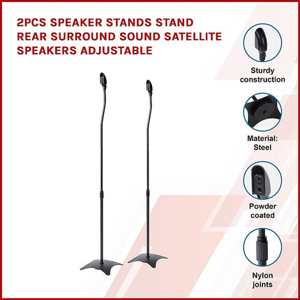 2pcs Speaker Stands Stand Rear Surround Sound Satellite Speakers Adjustable 3