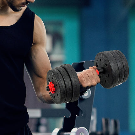 20kg Adjustable Rubber Dumbbell Set Barbell Home GYM Exercise Weights 2