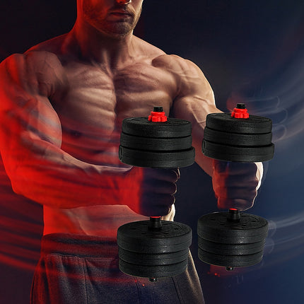 20kg Adjustable Rubber Dumbbell Set Barbell Home GYM Exercise Weights 5