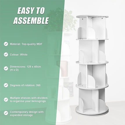 360-degree Rotating 4 Tier Display Shelf Bookcase Organiser 10