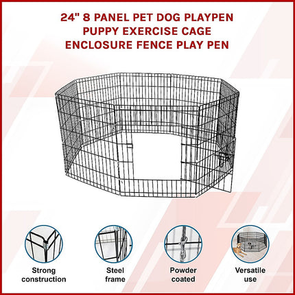 24" 8 Panel Pet Dog Playpen Puppy Exercise Cage Enclosure Fence Play Pen 3
