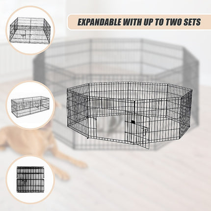 24" 8 Panel Pet Dog Playpen Puppy Exercise Cage Enclosure Fence Play Pen 7