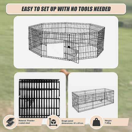 24" 8 Panel Pet Dog Playpen Puppy Exercise Cage Enclosure Fence Play Pen 8