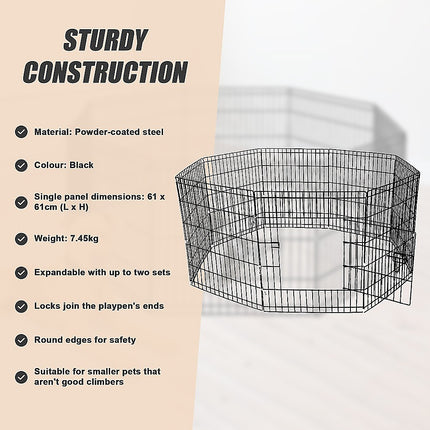 24" 8 Panel Pet Dog Playpen Puppy Exercise Cage Enclosure Fence Play Pen 9