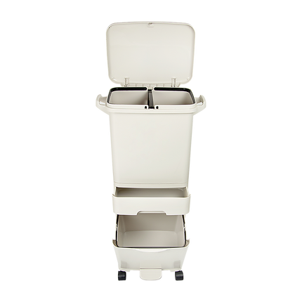 42L Rubbish Bin Waste Trash Can Pedal Recycling Kitchen Wheel 2 Compartment 4