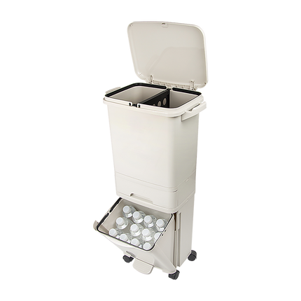 42L Rubbish Bin Waste Trash Can Pedal Recycling Kitchen Wheel 2 Compartment 5