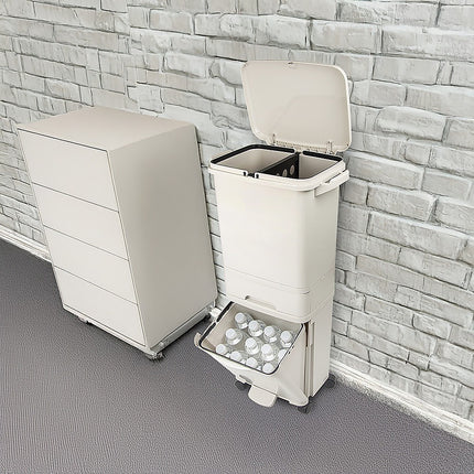 42L Rubbish Bin Waste Trash Can Pedal Recycling Kitchen Wheel 2 Compartment 6