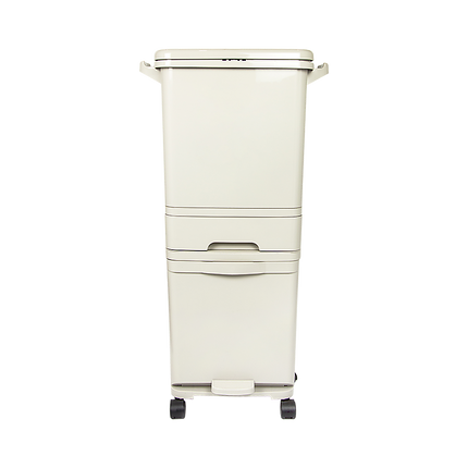 42L Rubbish Bin Waste Trash Can Pedal Recycling Kitchen Wheel 2 Compartment 7