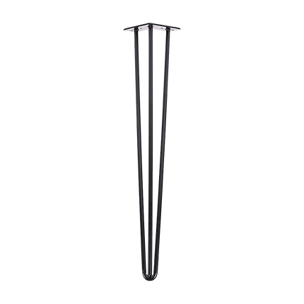 Set of 4 Industrial 3-Rod Retro Hairpin Table Legs 12mm Steel Bench Desk - 71cm Black 4