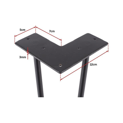 Set of 4 Industrial Retro Hairpin Table Legs 12mm Steel Bench Desk - 71cm Black 5