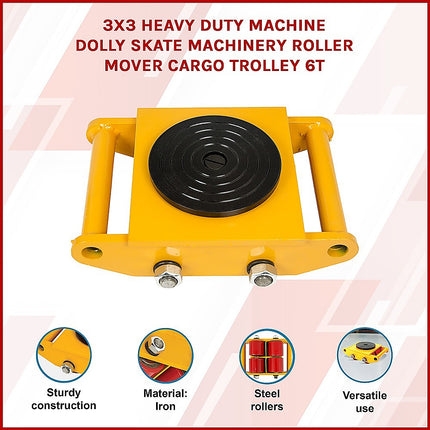 Heavy Duty Machine Dolly Skate Machinery Roller Mover Cargo Trolley 6T 3