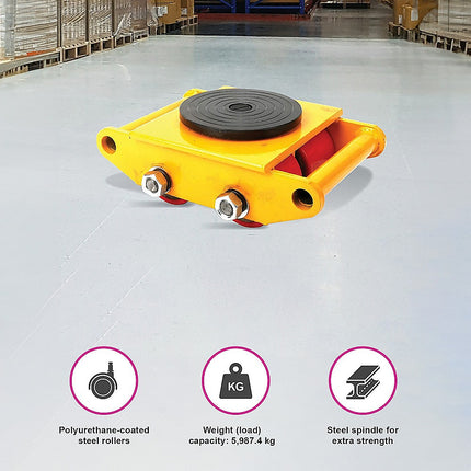 Heavy Duty Machine Dolly Skate Machinery Roller Mover Cargo Trolley 6T 6
