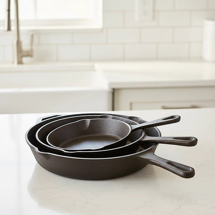 Pre Seasoned Cast Iron Skillet Fry Pan Set 3 Pcs Frying Pan Set 7