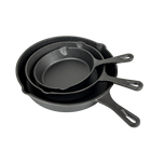 Pre Seasoned Cast Iron Skillet Fry Pan Set 3 Pcs Frying Pan Set