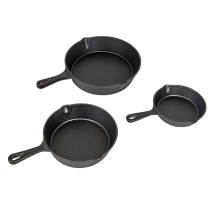 Pre Seasoned Cast Iron Skillet Fry Pan Set 3 Pcs Frying Pan Set 4