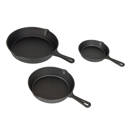 Pre Seasoned Cast Iron Skillet Fry Pan Set 3 Pcs Frying Pan Set 8