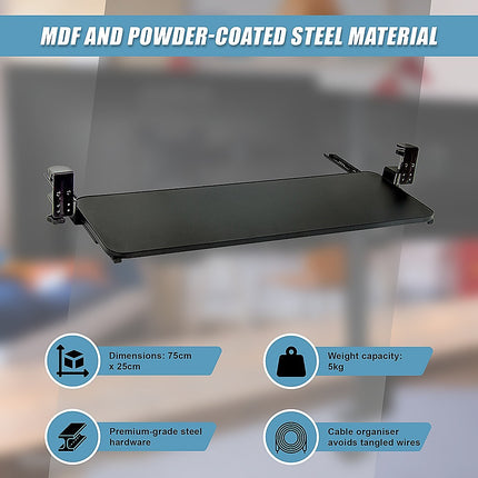 Clamp On Keyboard Tray 75cm W x 25cm D Extra Large 8