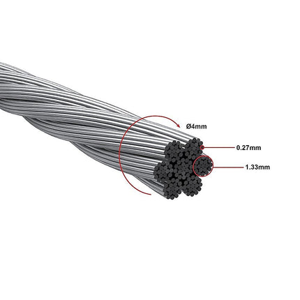 50M 316 Marine Stainless Steel Wire Rope Cable Decking Balustrade Rigging 7x19 4mm 11