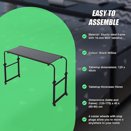 Overbed Table Work Laptop Desk with Wheels 9