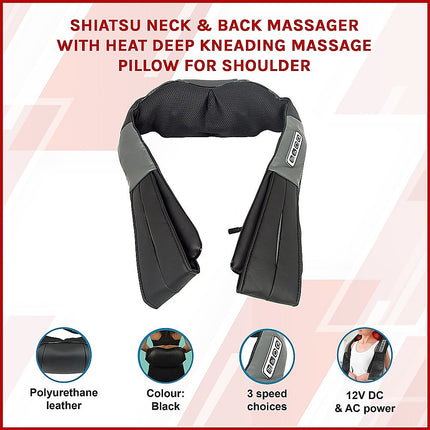 Shiatsu Neck & Back Massager with Heat – Deep Kneading Massage Pillow for Shoulders 3