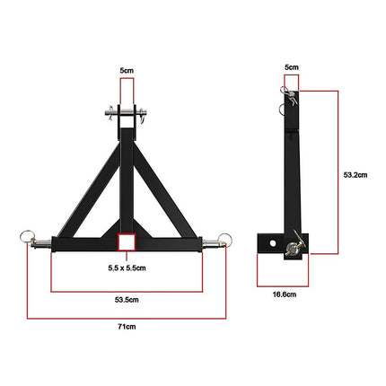 Heavy Duty Steel 3 Point 2" Trailer Hitch Receiver Tow Drawbar For Cat 1 Tractor 11