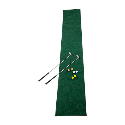 Golf Beer Pong Game Set Green Putting Mat with 2 Putters 6 Balls