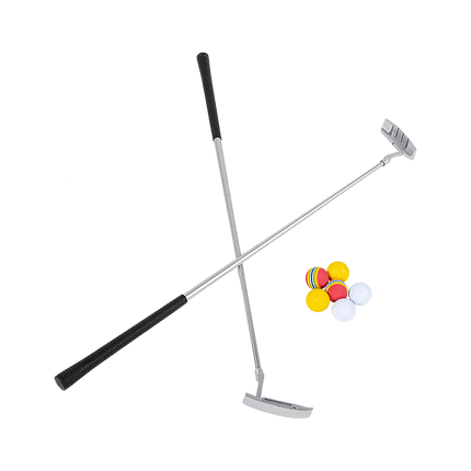 Golf Beer Pong Game Set Green Putting Mat with 2 Putters 6 Balls