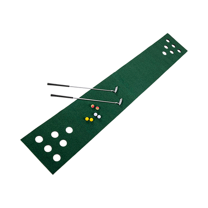 Golf Beer Pong Game Set Green Putting Mat with 2 Putters 6 Balls