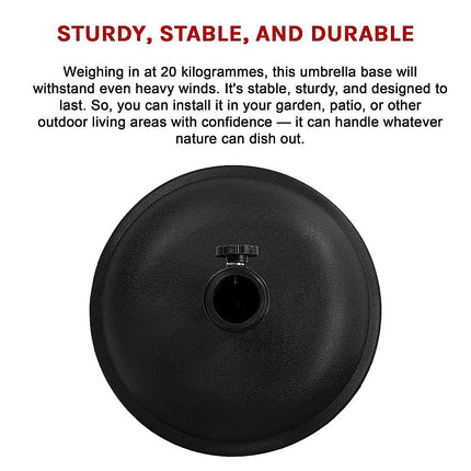 20kg Patio Sun Umbrella Base Durable Parasol Garden Stand Cement Round 10