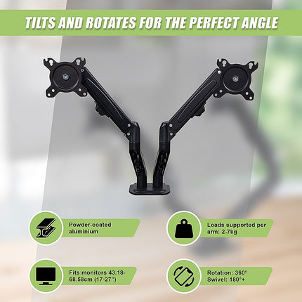 Dual Screen Gas-strut Monitor Stand Mount Desktop Bracket for LED/LC 8