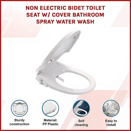 Non Electric Bidet Toilet Seat W/ Cover Bathroom Spray Water Wash 2