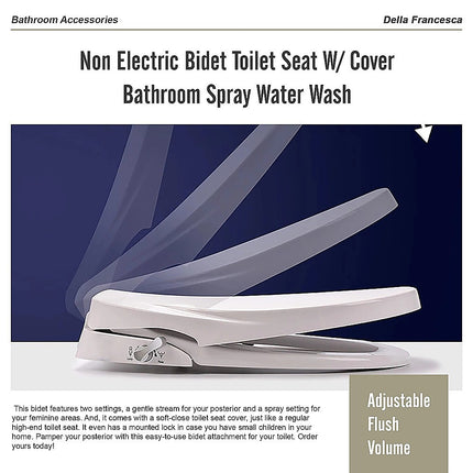 Non Electric Bidet Toilet Seat W/ Cover Bathroom Spray Water Wash 6