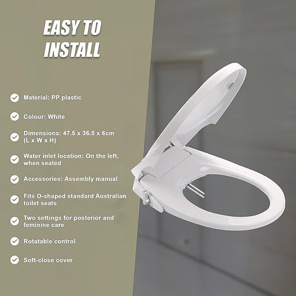 Non Electric Bidet Toilet Seat W/ Cover Bathroom Spray Water Wash 8