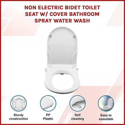Non Electric Bidet Toilet Seat W/ Cover Bathroom Spray Water Wash 2