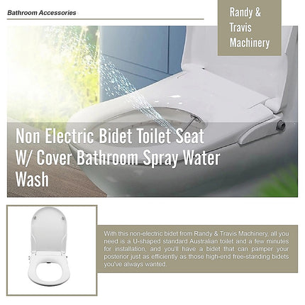 Non Electric Bidet Toilet Seat W/ Cover Bathroom Spray Water Wash 6