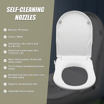 Non Electric Bidet Toilet Seat W/ Cover Bathroom Spray Water Wash 8