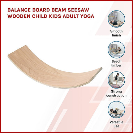 Balance Board Beam Seesaw Wooden Child Kids Adult Yoga 3