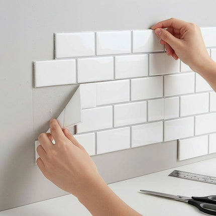 Tiles 3D Peel and Stick Wall Tile Subway White (30 x 30cm x 10 sheets) 2