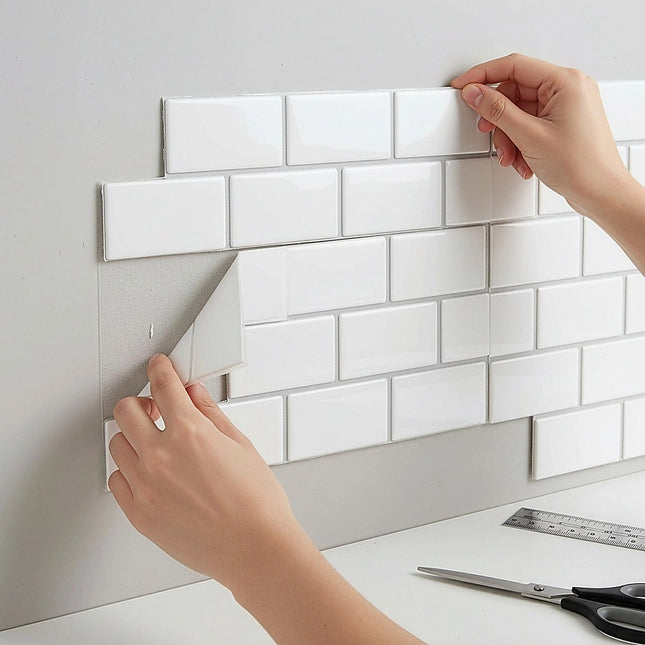 Tiles 3D Peel and Stick Wall Tile Subway White (30 x 30cm x 10 sheets) 2