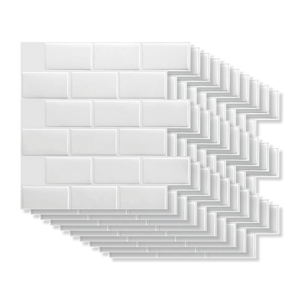 Tiles 3D Peel and Stick Wall Tile Subway White (30 x 30cm x 10 sheets) 7