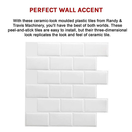 Tiles 3D Peel and Stick Wall Tile Subway White (30 x 30cm x 10 sheets) 9