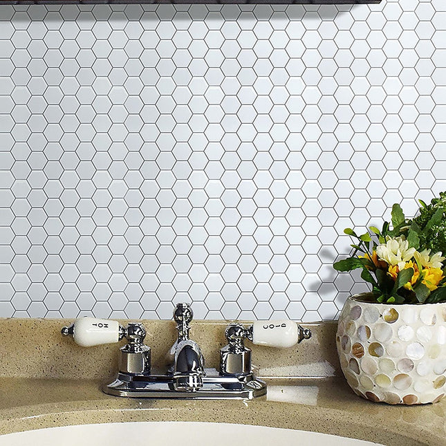 Tiles 3D Peel and Stick Wall Tile Hexagon White (30cm x 30cm x 10 sheets) 2
