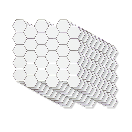 Tiles 3D Peel and Stick Wall Tile Hexagon White (30cm x 30cm x 10 sheets) 4