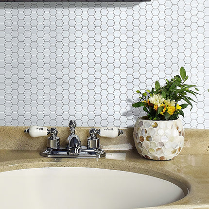 Tiles 3D Peel and Stick Wall Tile Hexagon White (30cm x 30cm x 10 sheets) 6